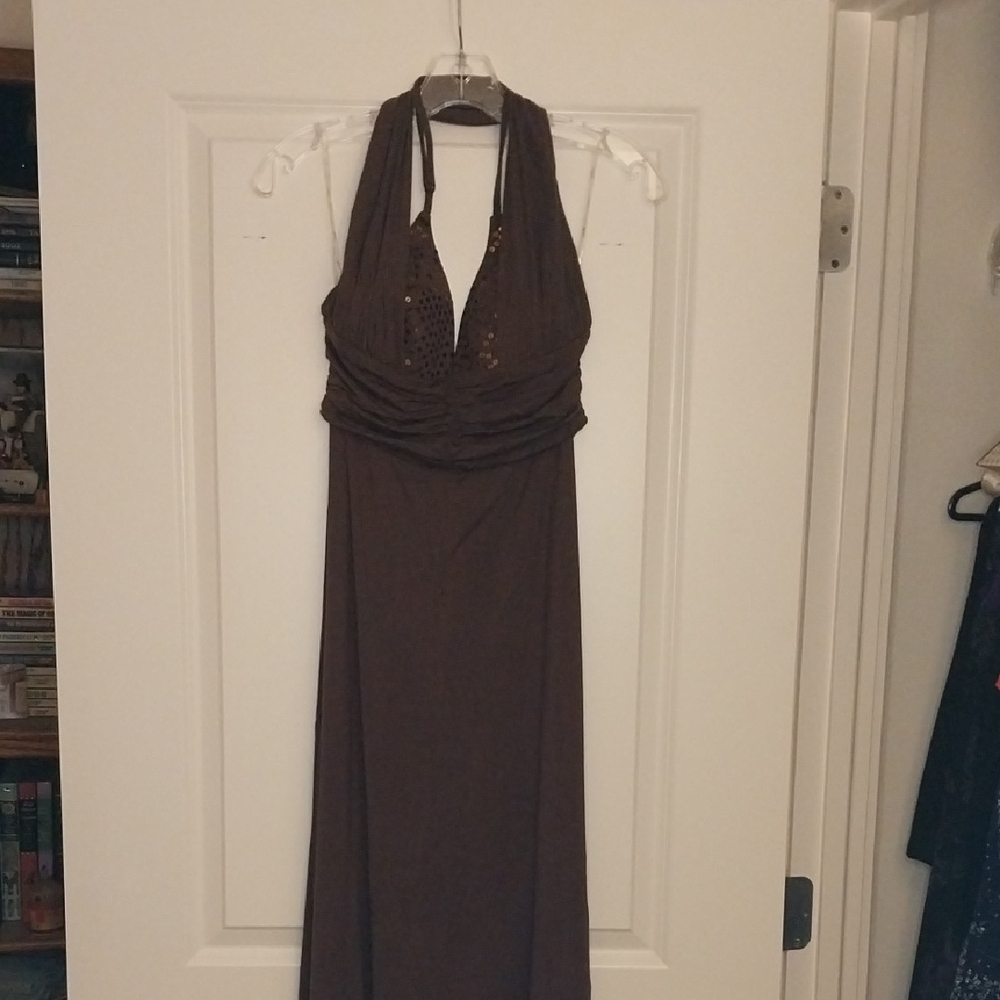 Casual Maxi Brown Halter Dress